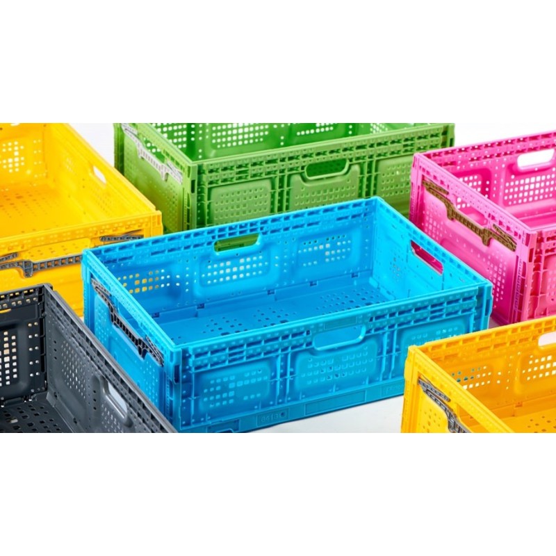 CAJA PLEGABLE REJILLADA, 600 x 400 x 185 mm.