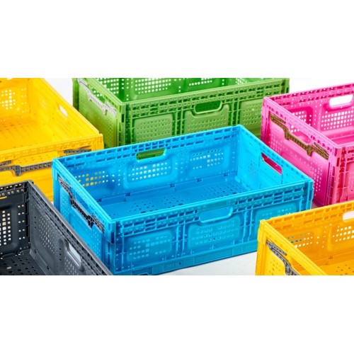 CAJA PLEGABLE REJILLADA, 600 x 400 x 185 mm.