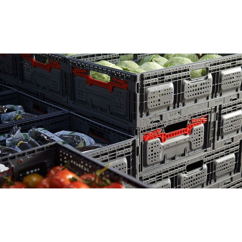 CAJA PLEGABLE REJILLADA, 600 x 400 x 185 mm.