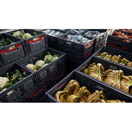 CAJA PLEGABLE REJILLADA, 600 x 400 x 185 mm.