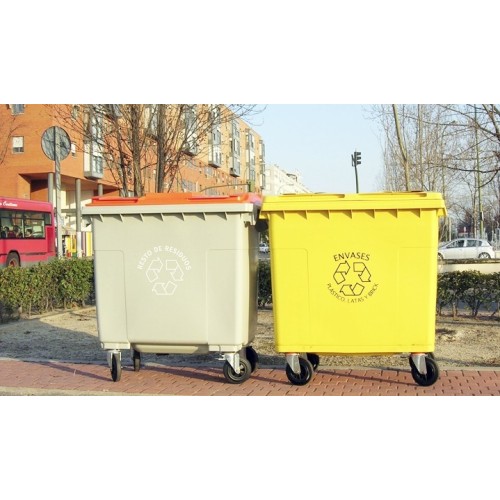 CONTENEDOR DE RESIDUIS 1.100 LITROS CON RUEDAS Y TAPA.