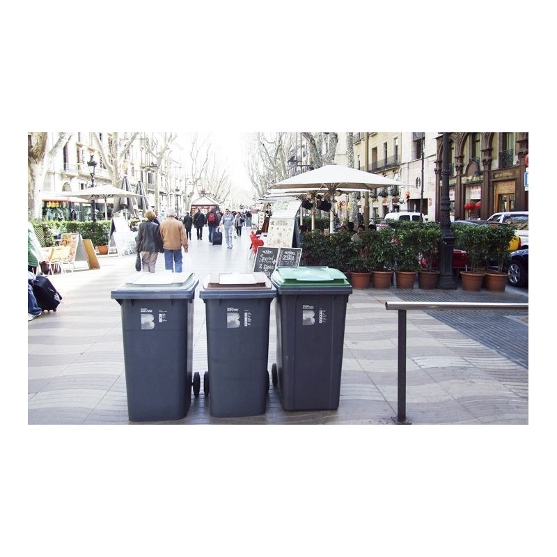 CONTENEDOR DE  BASURA DE 120 LITROS CON RUEDAS Y TAPA.