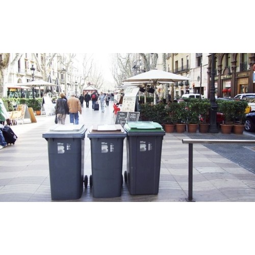 CONTENEDOR DE  BASURA DE 120 LITROS CON RUEDAS Y TAPA.