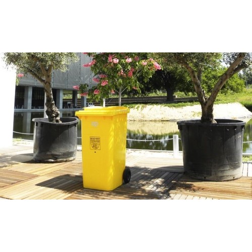 CONTENEDOR DE  BASURA DE 240 LITROS CON RUEDAS Y TAPA.