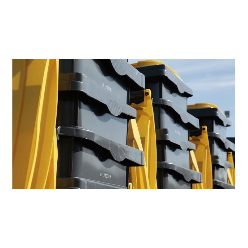 CONTENEDOR DE  BASURA DE 360 LITROS CON RUEDAS Y TAPA.