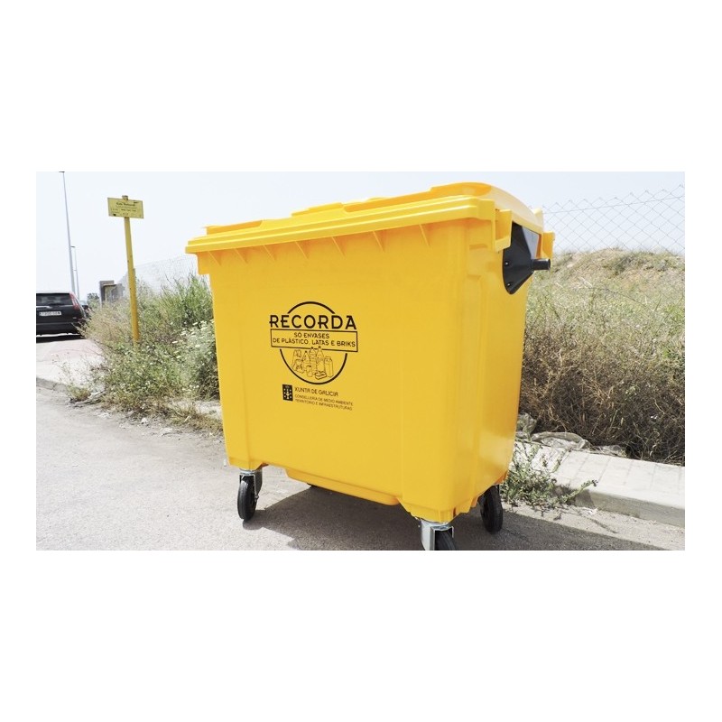 CONTENEDOR DE  BASURA DE 800 LITROS CON RUEDAS Y TAPA.