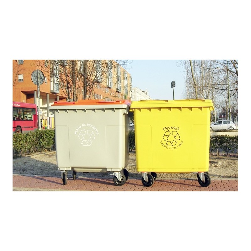 CONTENEDOR DE  BASURA DE 800 LITROS CON RUEDAS Y TAPA.