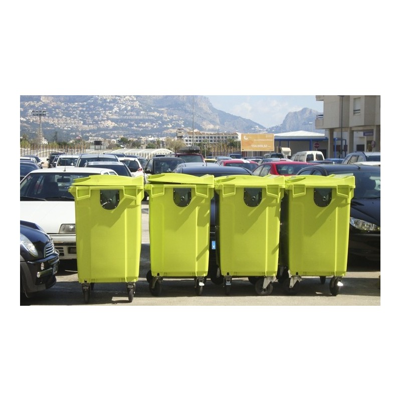 CONTENEDOR DE  BASURA DE 800 LITROS CON RUEDAS Y TAPA.