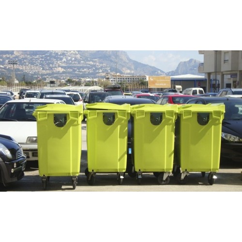 CONTENEDOR DE  BASURA DE 800 LITROS CON RUEDAS Y TAPA.